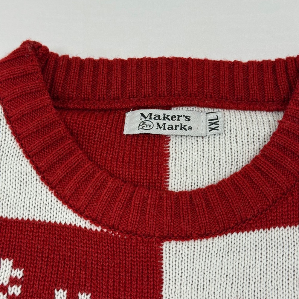 Makers Mark Bourbon Whiskey Snowflake Sweater Xxl… - image 2
